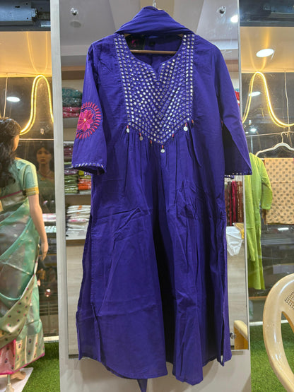 Pure Cotton Kurta Pant Set with Duppata Purple Colour