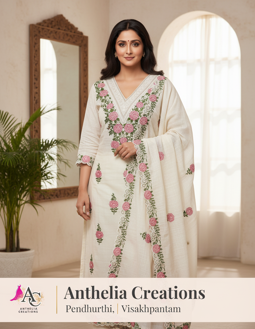 Elegant Kota Kurta Pant with dupatta 100% Cotton White