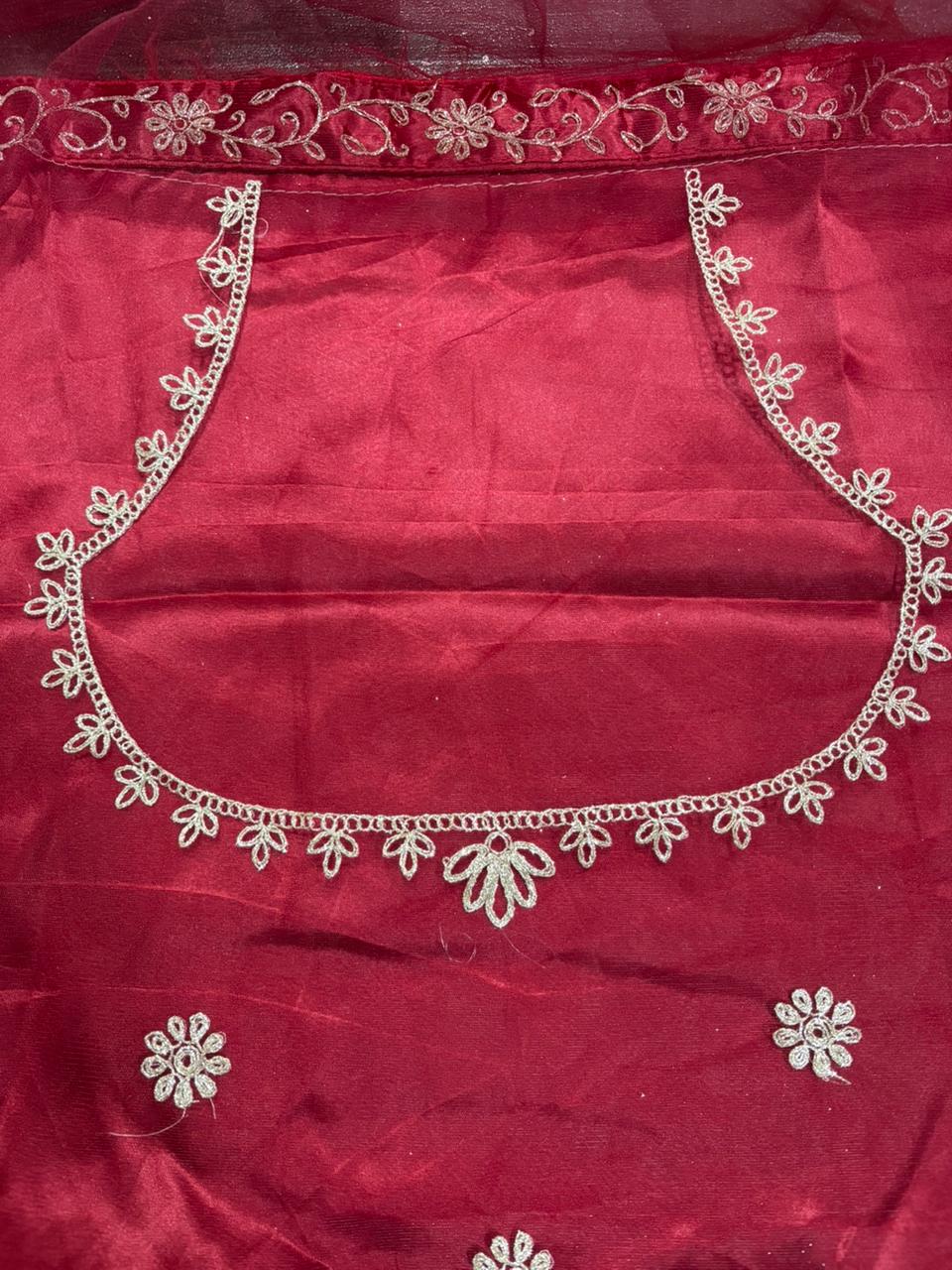 Embroidered Bridal Lehenga Set Maroon Colour