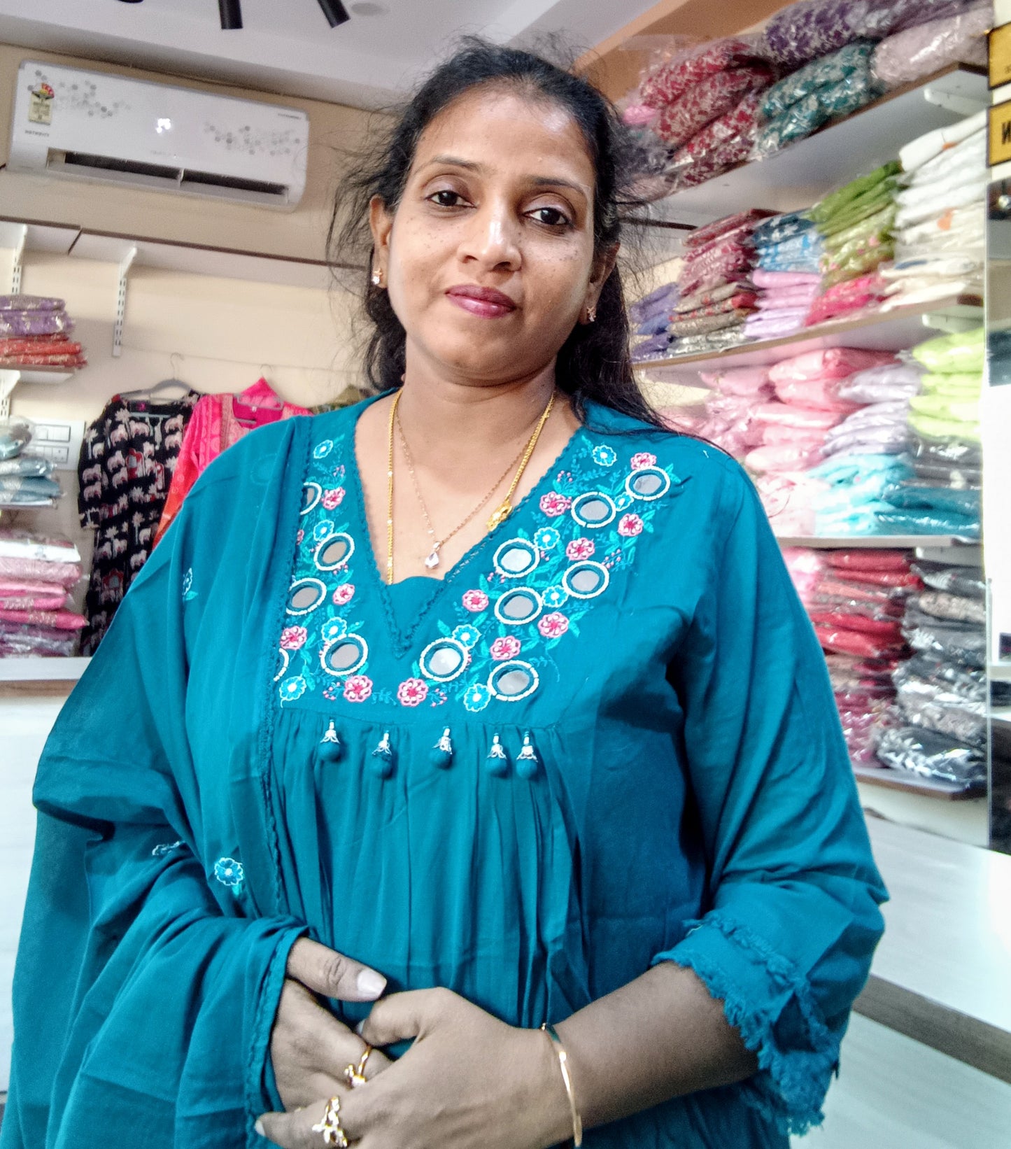 Pure Mul Cotton Kurta Pant Set with Duppata Blue Colour