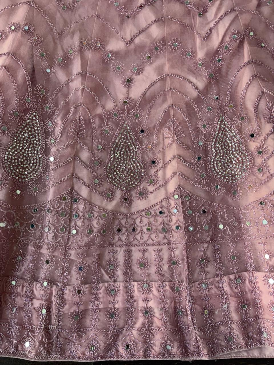 Light Pink Embroidered Bridal Lehenga Set Dual Colour