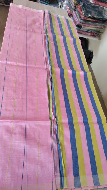 Mangalagiri Pattu Plain Checks Saree Nizam Pink