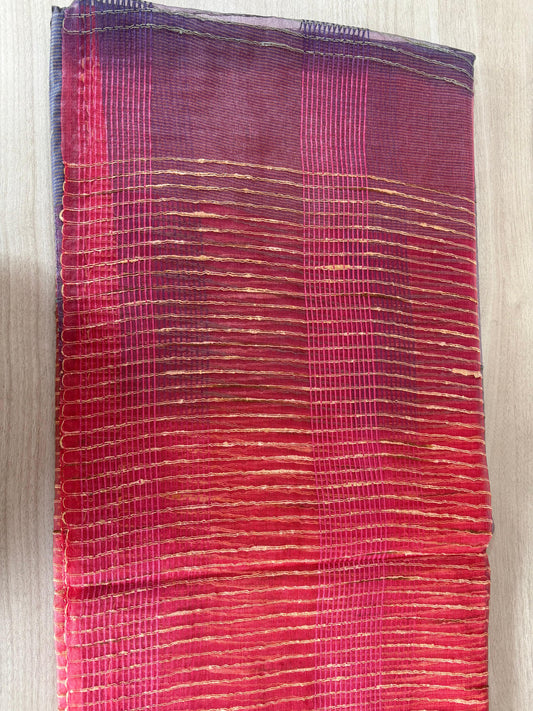 Gichha Organza Sarees Pink with Violet