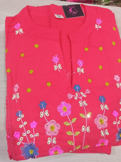 Elegant Pink Kurta Pant with dupatta 100% Cotton