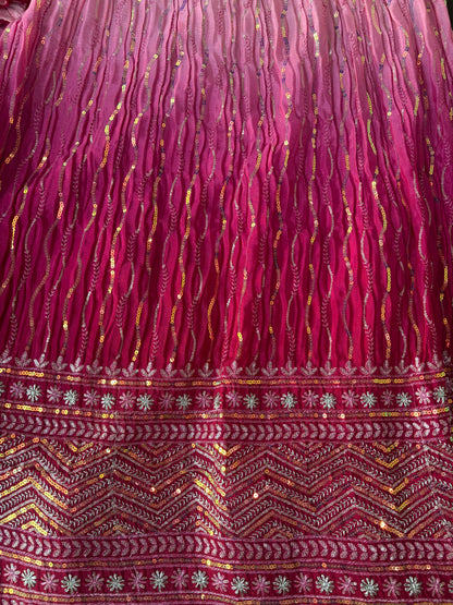 Pink Embroidered Bridal Lehenga Set Dual Colour