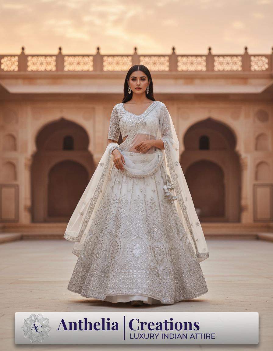 Light Lavender Embroidered Bridal Lehenga Set1