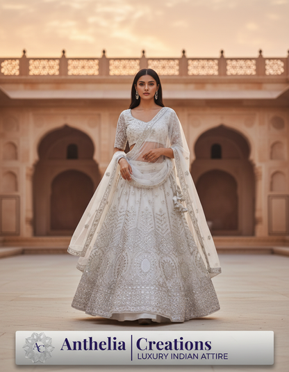 Light Lavender Embroidered Bridal Lehenga Set1