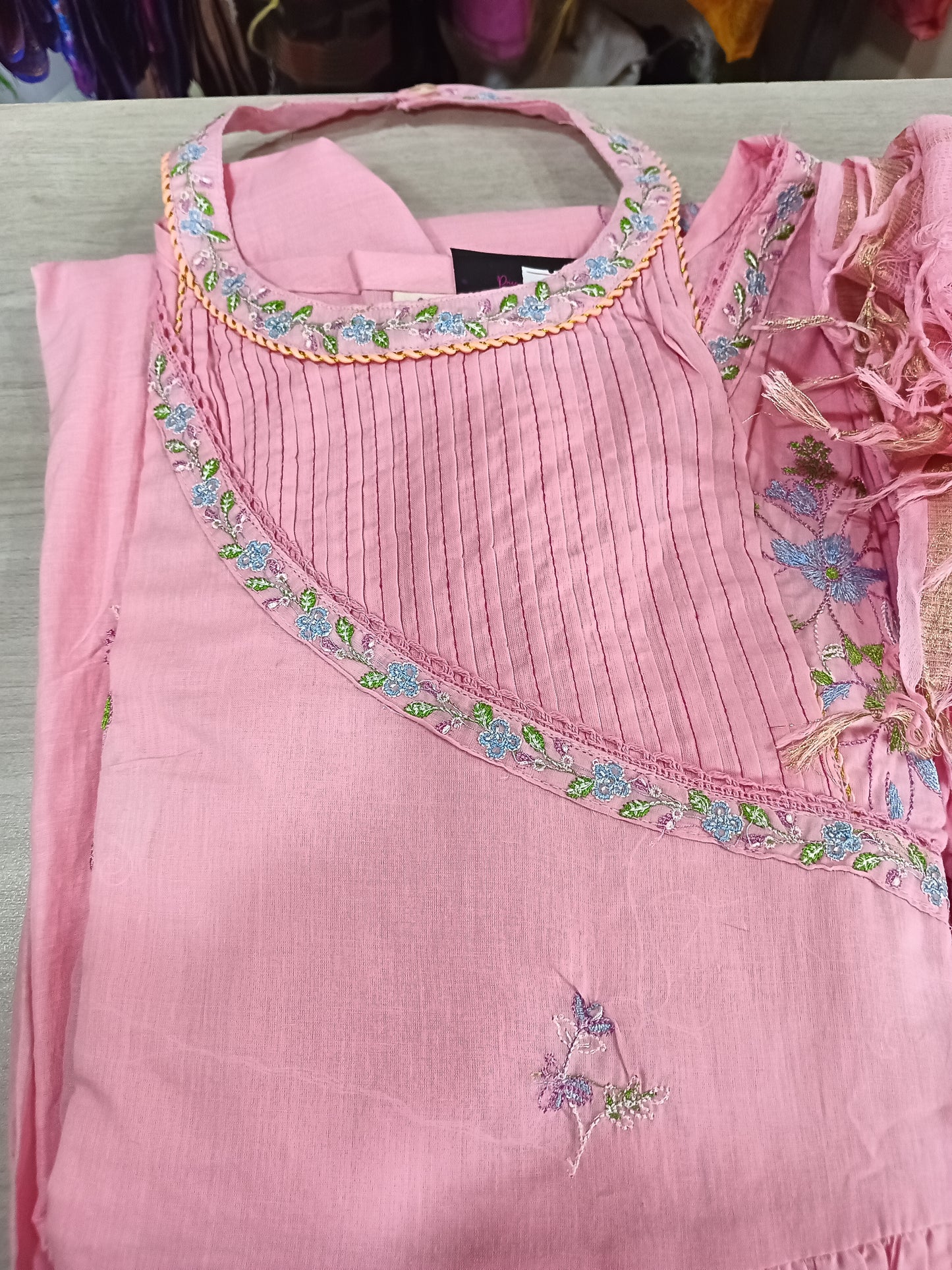 Pure Mul Cotton Kurta Pant Set with Duppata Pink Colour Masaba