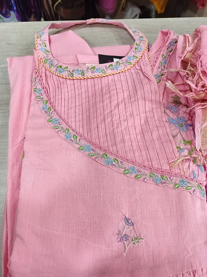 Pure Mul Cotton Kurta Pant Set with Duppata Pink Colour Masaba